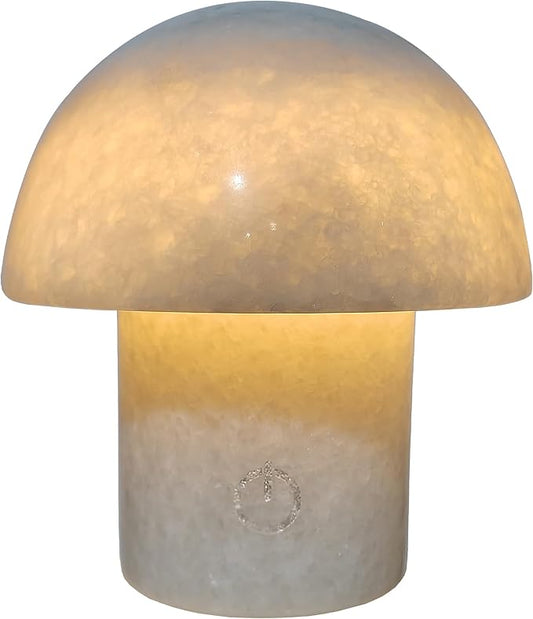 Rechargeable Mushroom Night Light - Dimmable Natural Marble Stone Table Lamp, LED Touch Light for Bedside, Meditation, Entryway, Gift Idea