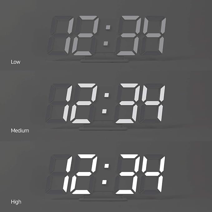 mooas 3D Pure Slim M LED Clock, Multi-Function LED Digital Clock (Calendar, Alarm, Temperature) (11.8" Slim M White Wall Clock with Remote Control)