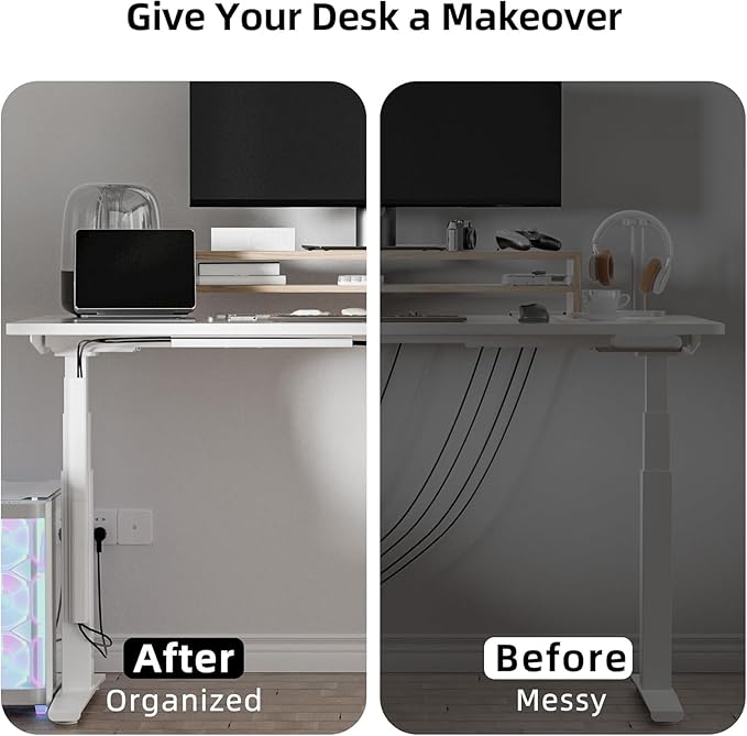 YECAYE 157in Cable Management, Cord Organizer,Easy Install Self-Adhesive Cable Organizer,Cord Management, Desk Wire Holder for Office Organization,Child and Pet Proofing, White
