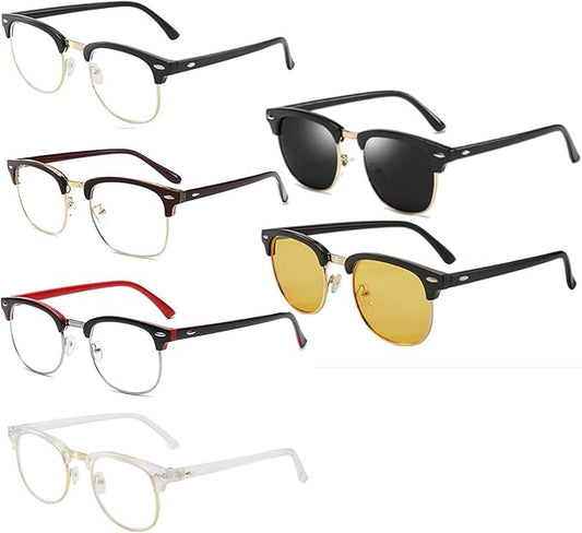 Computer Gaming Blue Light Blocking Glasses Half frame Retro Semi Rimless Clear Lens Glasses Eyewear Men Women Plus Polarized sunglasses Blk Yellow