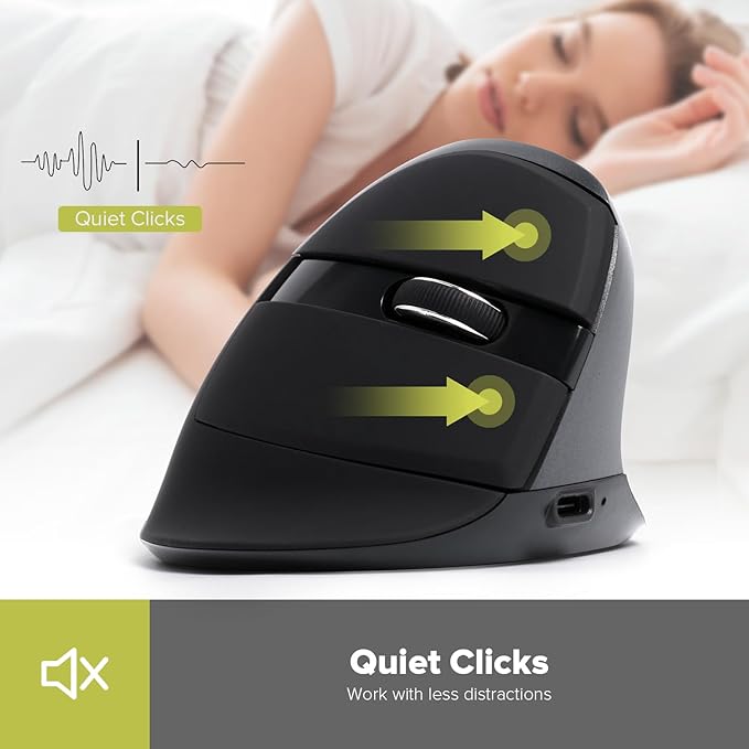 DeLUX Wireless Vertical Mouse, Small Silent Ergonomic Mouse with BT 5.2 and USB Receiver, 6 Buttons and 4000 DPI, Rechargeable Mouse for Carpal Tunnel (M618mini-Iron Gray)