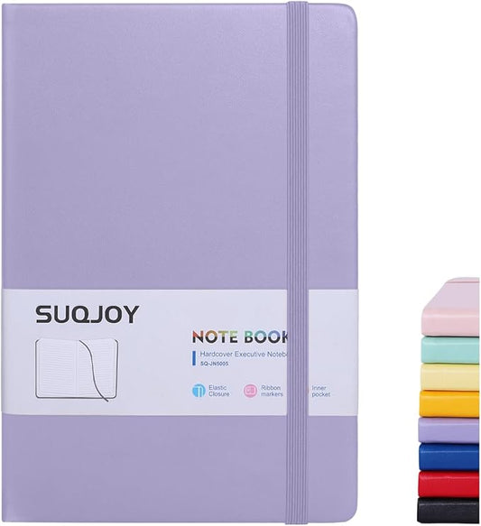 Lined Journal Notebook for Women Men,5.5"x8.3",100 GSM Thick Paper, A5 Hardcover Leather Journaling Notebooks for Writing,Travel,Work & School,College Ruled Notebooks for Note Taking Diary(Purple)