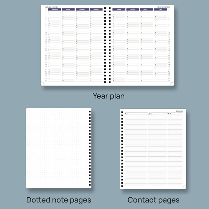 POPRUN 2026 Weekly Planner 30-Mintue (Medium 7'' x 8.5'') - From Jan 2026 to Dec 2026 - Two Pages Per Week Appointment Book with Monthly Tabs, Softcover, Inner Pocket, Pen Holder - Ink Blue