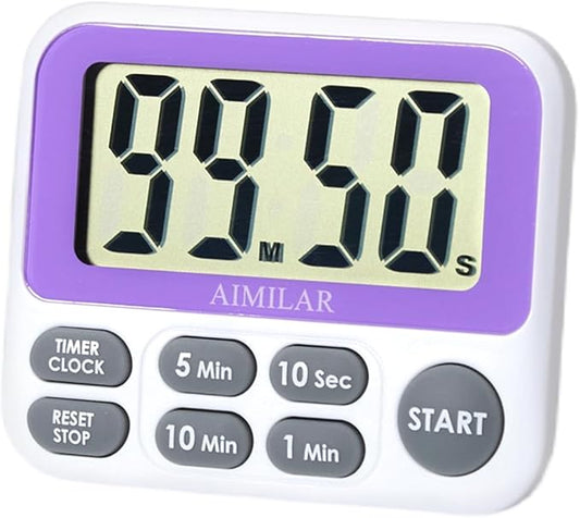 Digital Countdown Kitchen Timer - AIMILAR Count Up Down Magnetic Timer Clock with Loud Alarm Fast Setting for Cooking Baking Gym Students