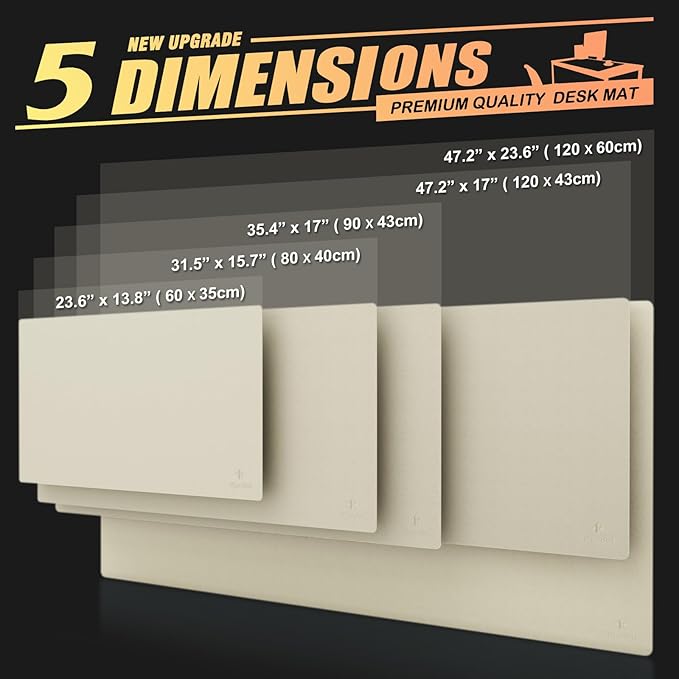 K KNODEL Large Office Leather Desk Mat, Mouse and Keyboard Pad, Computer and Laptop Mat, Desktop Protector and Cover, Writing Pad and Blotter (47.2"x23.6", Ivory Cream)