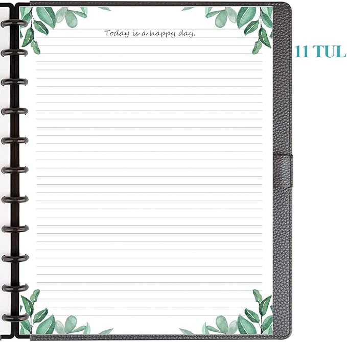 A4 TUL Discbound Lined Refill Paper, 11-Disc Discbound Ruled Filler Paper, 100Sheets / 200Pages Loose-Leaf Line Paper, 100gsm White Paper, 8.5'' x 11'', Leaf