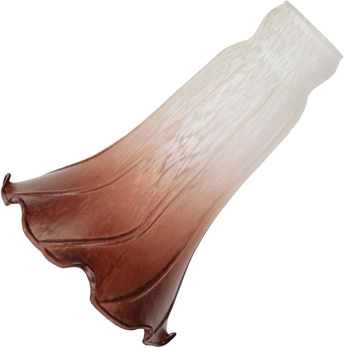 Bieye LS09 Lily Flower Blown Glass Lampshade (White Brown, Opening I.D. 1.26" x O.D. 1.5")