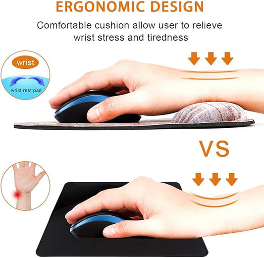 Mouse Pad Leather Wrist Rest Support, Ergonomic Memory Foam Mouse Wrist Rest Pad with Non Slip Rubber Base, Durable, Comfortable Mousepad for Computer Pain Relief at Home, Office, Work Travel, Brown