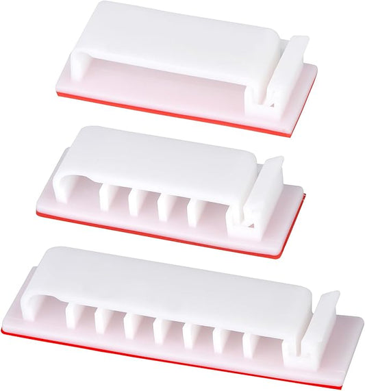 Cable Management Clips, 20Pcs Cable Organizers Wire Clips Cord Holder for TV PC Ethernet Cable Desk Home Office (White)