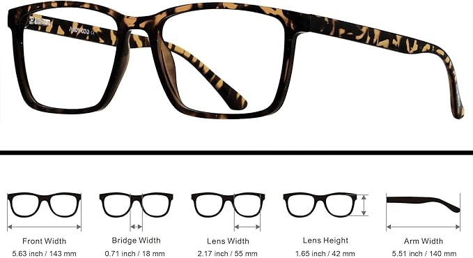 ANDWOOD Blue Light Blocking Glasses Men Women Computer Filter Large Frame Bluelight Blocker Anti Blue Ray Lightweight AR002