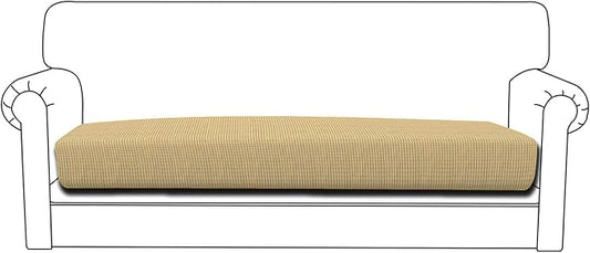 Easy-Going Stretch Cushion Cover Sofa Cushion Furniture Protector Sofa Seat Sofa slipcover Sofa Cover Soft Flexibility with Elastic Bottom(Oversized Sofa Cushion, Beige)