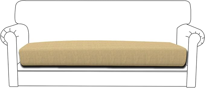 Easy-Going Stretch Cushion Cover Sofa Cushion Furniture Protector Sofa Seat Sofa slipcover Sofa Cover Soft Flexibility with Elastic Bottom(Sofa Cushion, Beige)