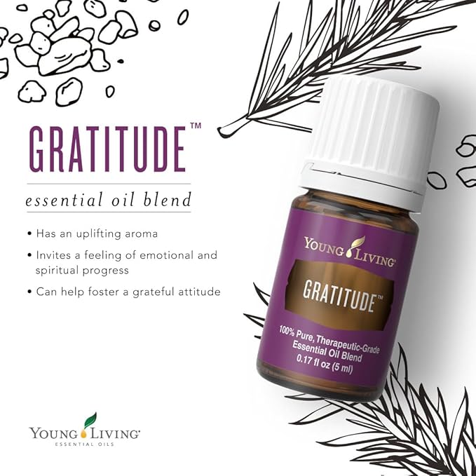 Young Living Gratitude Premium Essential Oil Blend - Aromatherapy for Thankfulness and Positivity - Uplifting Grand Fir and Frankincense Aroma - 5 ml Bottle