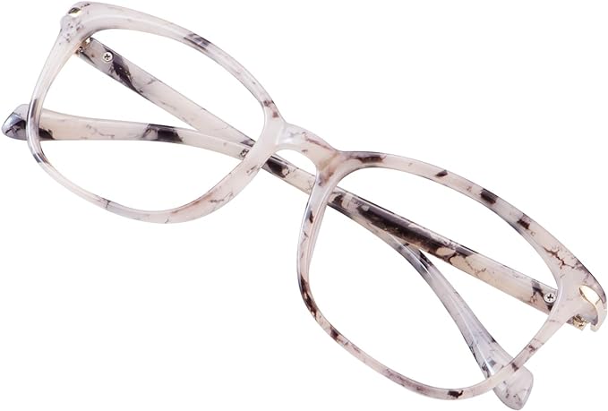 VisionGlobal Blue Light Blocking Glasses for Women/Men, Anti Eyestrain, Computer Reading, TV Glasses, Stylish Square Frame, Anti Glare