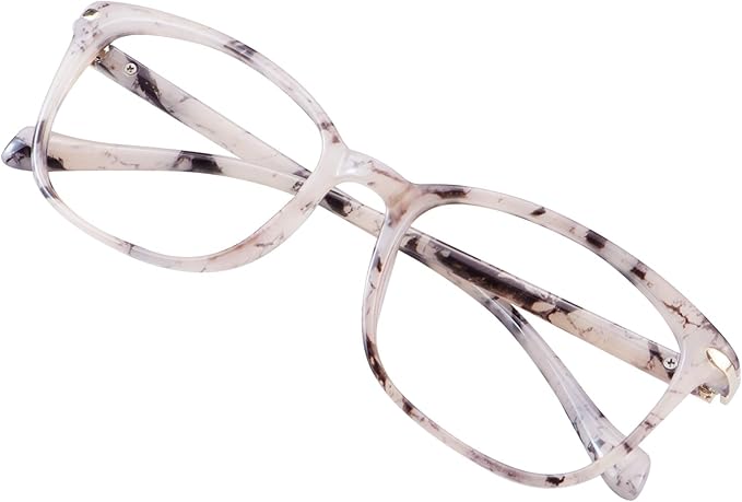 VisionGlobal Blue Light Blocking Glasses for Women, Anti Eyestrain, Computer Reading, TV Glasses, Stylish Square Frame, Anti Glare(Marble,4.75 Magnification)