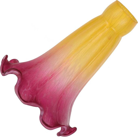 Bieye LS13S Lily Flower Blown Glass Lampshade (Yellow Purple, Opening I.D. 0.87" x O.D. 1")