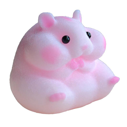 Handmade Flocked Hamster Taba Squishy Toy - Cute Realistic Silicone Animal Fidget Sensory Toy, Ultra-Soft Stress Relief Squeeze Toy for Relaxation Gift (Pink)