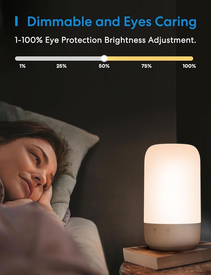 meross Smart Table Lamp for Bedroom, Bedside Lamp Support Apple Homekit and Alexa,Tunable White & Multi-Color, WiFi LED Nightstand Lamp,Touch Control, Voice and APP Control
