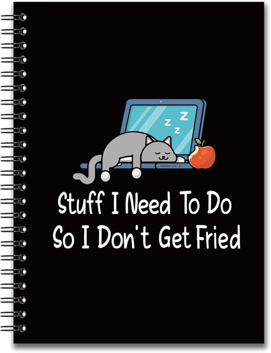 YAZMEEN Funny Cat Blank Spiral Notebook（160 Pages） Stuff I Need to Do So I Don't Get Fired Hardcover Sketchbook Coworker Leaving Gift New Job Gift Funny Office Gag Gift for Women Men Colleague Friend