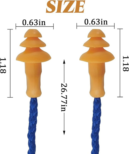 RONYOUNG 100 Pairs Corded Ear Plugs Reusable Silicone Earplugs Sleep Noise Cancelling for Hearing Protection