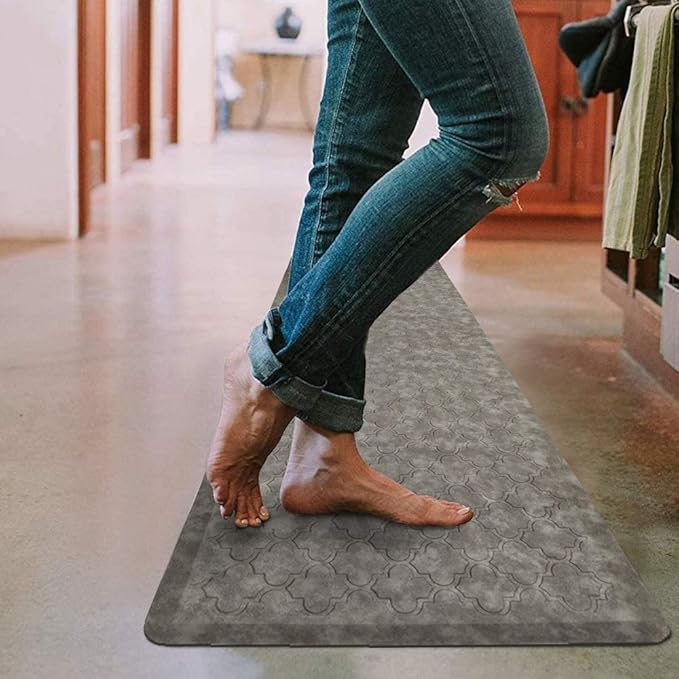 HEBE Kitchen Mat Cushioned Anti Fatigue Comfort Floor Mat 20"x60" Waterproof Non Slip Kitchen Rug Runner Laundry Room Rug Floor Carpet Heavy Duty Comfort Standing Mat Pads,Grey