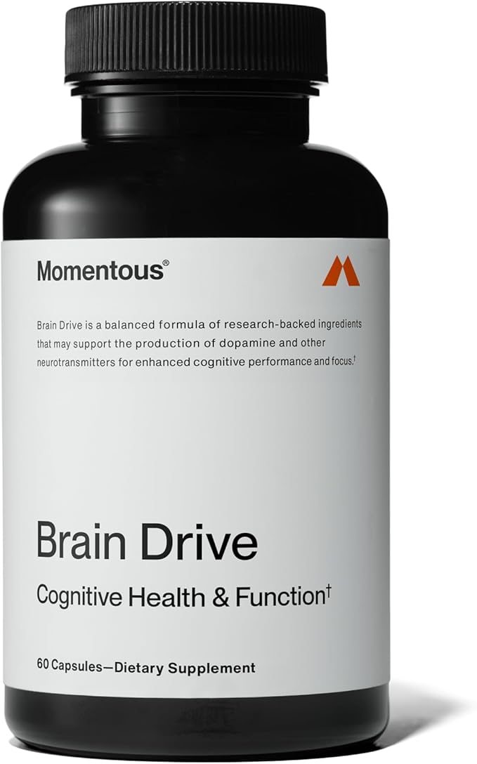 Momentous Brain Drive Nootropic Supplement - Brain Supplement for Memory & Focus Support - NSF Certified for Sport - GMO- & Gluten-Free - 30 Servings