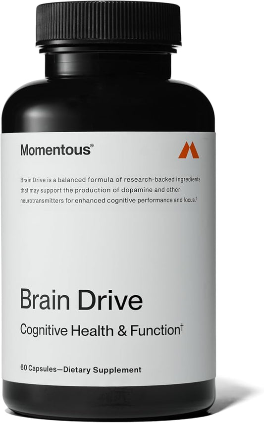 Momentous Brain Drive Nootropic Supplement - Brain Supplement for Memory & Focus Support - NSF Certified for Sport - GMO- & Gluten-Free - 30 Servings