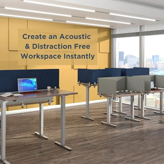 Sound Absorbing Privacy Shield - Desk Divider & Cubicle Wall (Dark Blue, 60" W x 18"H)