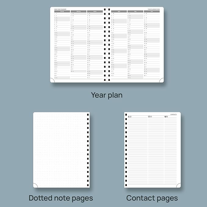 POPRUN 2026 Weekly and Monthly Planner Calendar, January 2026 - December 2026,Medium-6.75" x 8.75" Spiral Bound Appointment Book, Includes Monthly Tabs, Inner Pocket,Soft Cover - Navy Blue