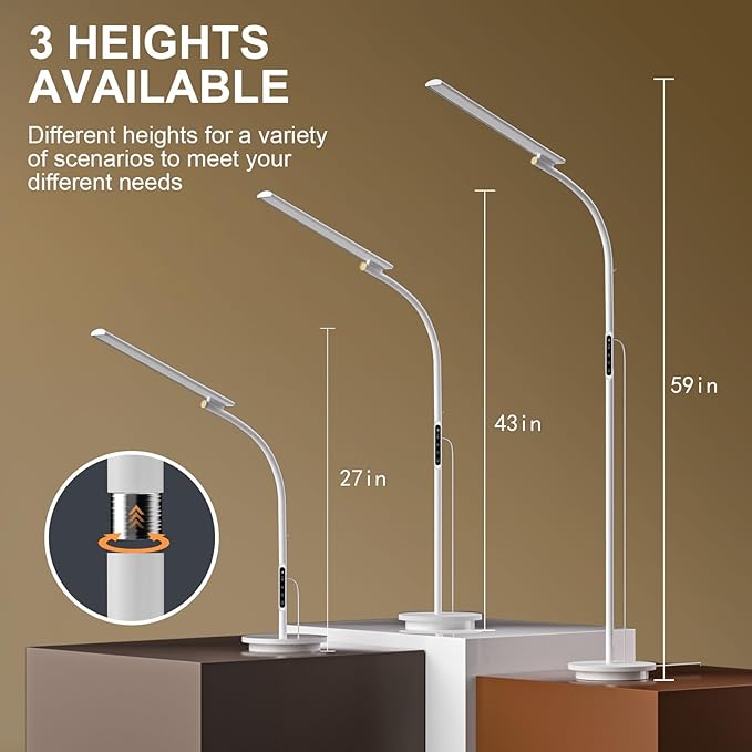 Happy Lamp,10000 Lux Happy Therapy Light, Floor Sun Therapy Lamp with 3 Adjustable Heights & 5 Colors & 5 Brightness Levels for Relaxing/Reading/Working