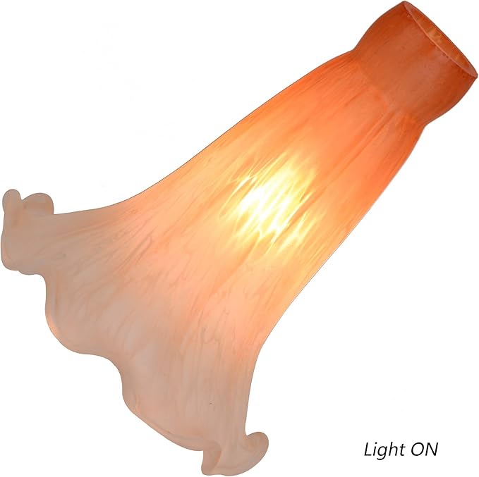 Bieye LS01S Lily Flower Blown Glass Lampshade (Orange White, Opening I.D. 0.87" x O.D. 1")