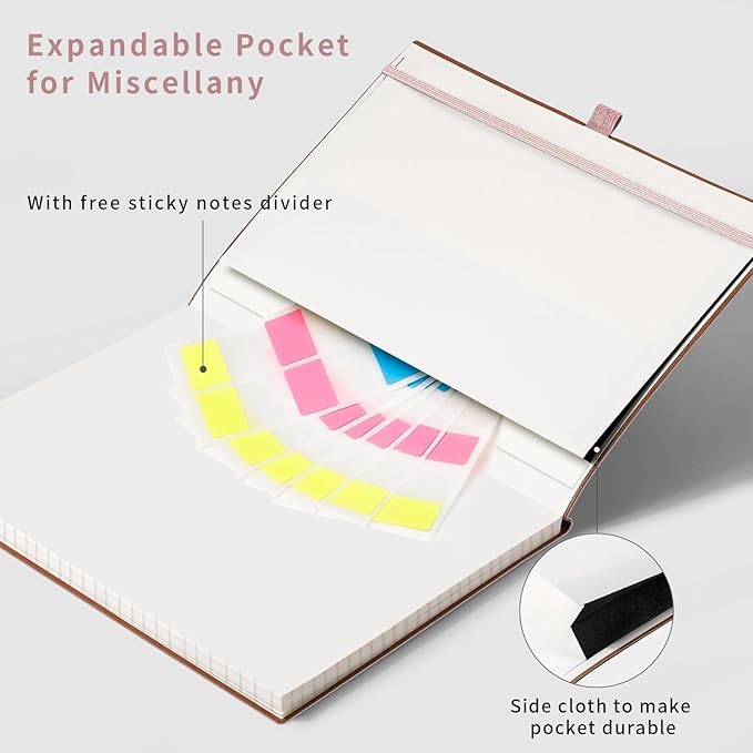 AHGXG Graph Paper Notebook - Grid Notebook Journal, 120 GSM Thick Graph Paper, Large B5 Notebook 96 Pages, Leather Softcover, for Graphing, Writing, Math, Engineering, 7.6'' X 10'' - Rose Gold