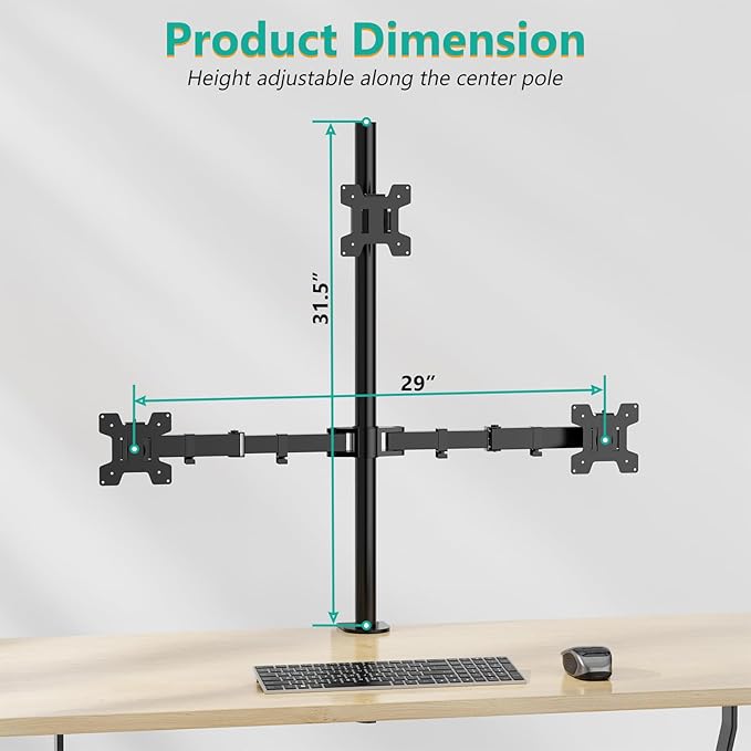 WALI Triple Monitor Mount for 13-27 inch Computer Screens, 3 Monitor Desk Mount, Holds up to 22 lbs, Adjustable Triple Monitors Stand with Swivel Tilt Rotation, 75x75/100x100mm (M003), Black