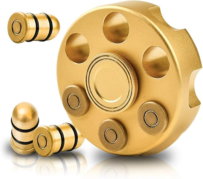 Alloy Metal Fidget Spinners Toy for Kids Adults- Cool Sensory Handheld Finger Hand Cube Spiner for Stress Relief, Desk Toys Gift for Office, Holiday Stocking Stuffer, Chirstmas Present Gold