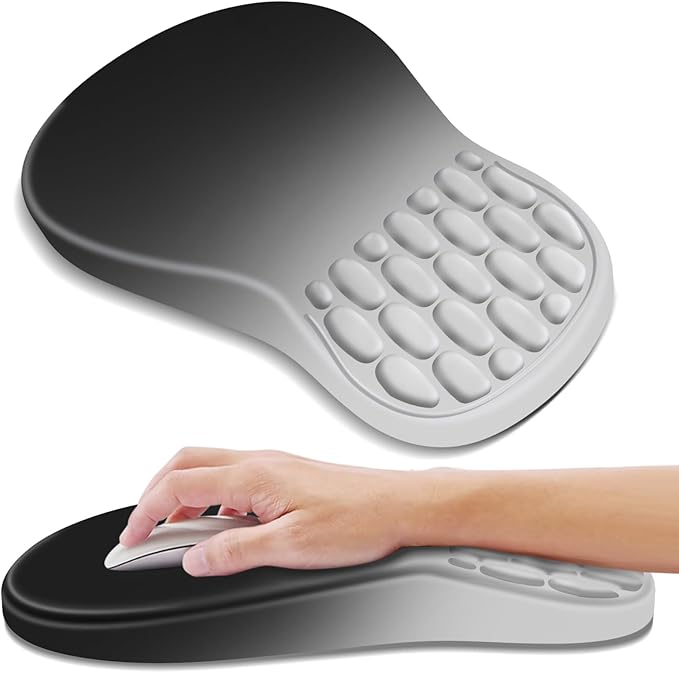 Ergonomic Mouse Pad with Wrist Rest Support, Mousepad with Comfortable Memory Foam Wrist Rest and Non-Slip PU Base for Pain Relief, Computer, Laptop, Office, Home (Gradient Black)