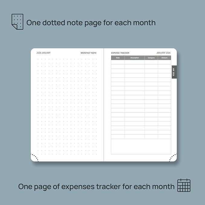 POPRUN Pocket Monthly Planner 2026-2027 (Pocket- 4''x 6.25'' Soft Leather Cover) - 18 Month Calendar Book for Purse (Jan.2026 - Jun. 2027), 100 GSM Thick Paper - Burgundy