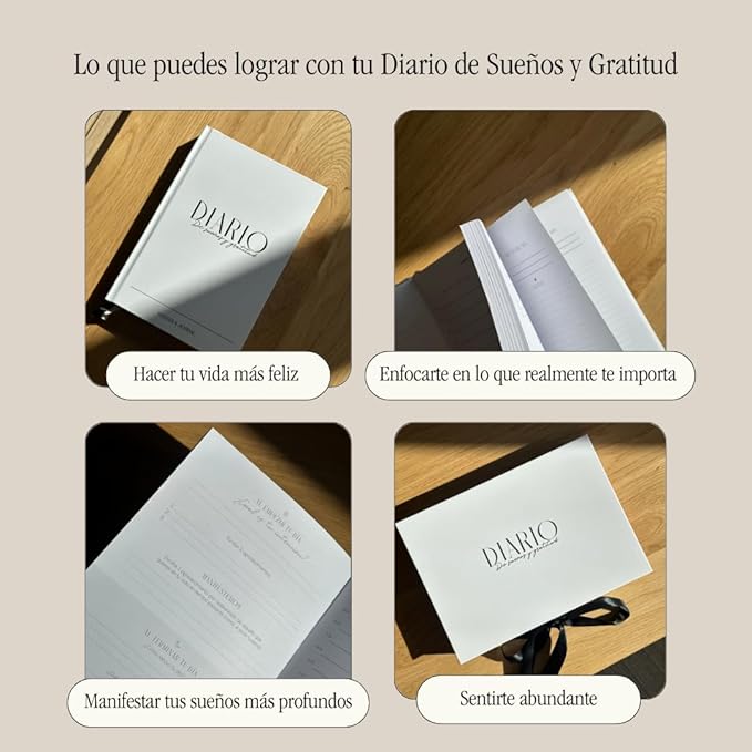 Daily Gratitude Journal & Dreams Planner Undated | For Mindfulness, Purpose & Success | Includes Mirror for Affirmations & Luxury Gift Box (Spanish Edition) – Stay present while achieving your dreams - Diario de Sueños y Gratitud