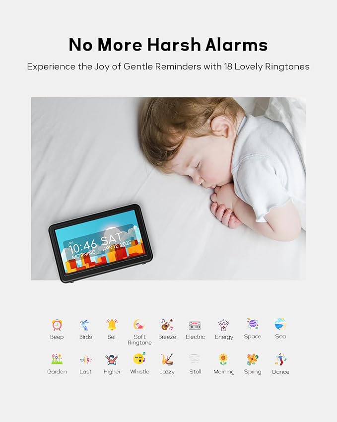 Mesqool 7" Digital Dementia Alarm Clock Large Display for Seniors, Plug in Electric Date Day of Week Calendar Clock 23 Alarms 18 Ringtones for Elderly Memory Loss Alzheimer’s,Auto DST,Custom Schedules