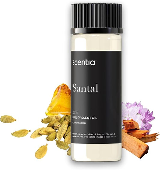 Santal Diffuser Oil – Premium 20ml Santal-Inspired Blend – Sandalwood, Amber, Musk, Cedar, Cardamom – Luxury Fragrance Oil for Ultrasonic & Waterless Diffusers – Made in USA