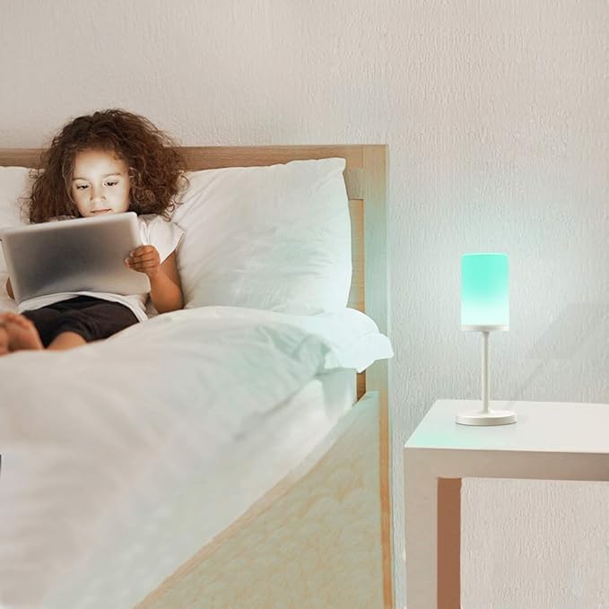 Marrado Bluetooth Speakers + Bedside Lamp, Night Light, Smart Touch Control Table Lamp for Bedroom Living Room, Portable Rechargeable LED Desk Lamp, Dimmable Warm White & Color Changing