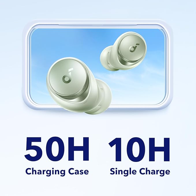 Soundcore by Anker Space A40 Auto-Adjustable Active Noise Cancelling Wireless Earbuds, Reduce Noise by Up to 98%, 50H Playtime, Hi-Res Sound, Comfortable Fit, App Customization, Wireless Charge