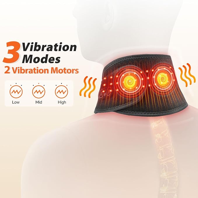 Neck Heating Pad for Neck Pain Electric, Neck Massager with Heat, Heated Neck Wrap Cordless with 660nm 850nm Red Light Heats, Neck Warmer Brace
