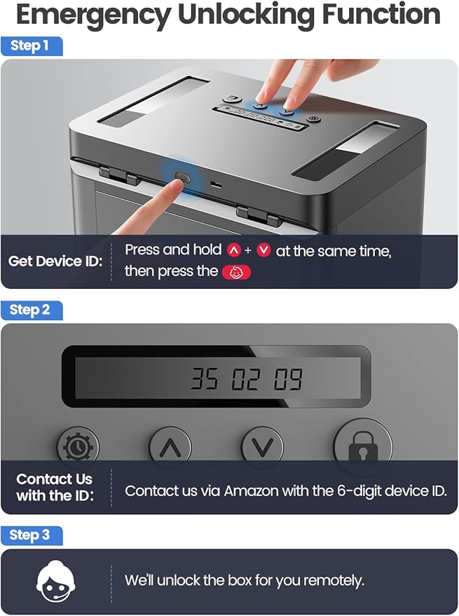 Metal Time Lock Box with Emergency Unlocking, Phone Timed Locked Box with Timer, Timed Locking Container, Audio Prompt, Self-Discipline Gift, 365 Days Max for Cellphone/iPad Mini/Medication