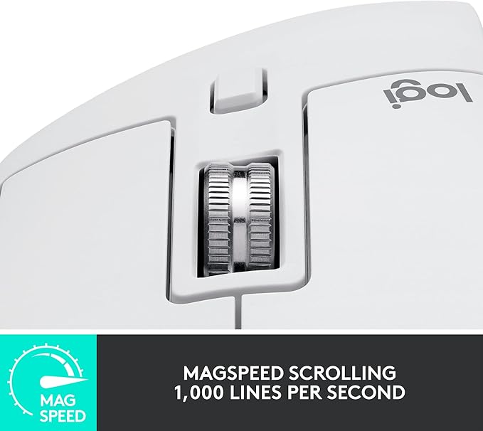 Logitech MX Master 3S Wireless Mouse Standard Edition with Logi Bolt USB Receiver, Ultra-fast Scrolling, Ergo, 8K DPI, Track on Glass, Quiet Clicks, USB-C, Bluetooth, Windows, Linux, Chrome- Pale Grey