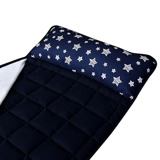 Moonsea Toddler Nap Mat Boy Navy and Fleece Minky Blanket, Lightweight and Soft Perfect for Kids Preschool, Daycare, Travel Sleeping Bag for Boys, 21" x 50" Fit on a Standard Cot