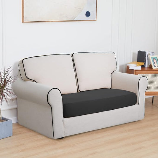 Easy-Going 100% Waterproof Loveseat Sofa Seat Cushion Slipcovers Couch Cushion Cover Stretch Furniture Protector for Kids, Pets (Loveseat Cushion, Dark Gray)
