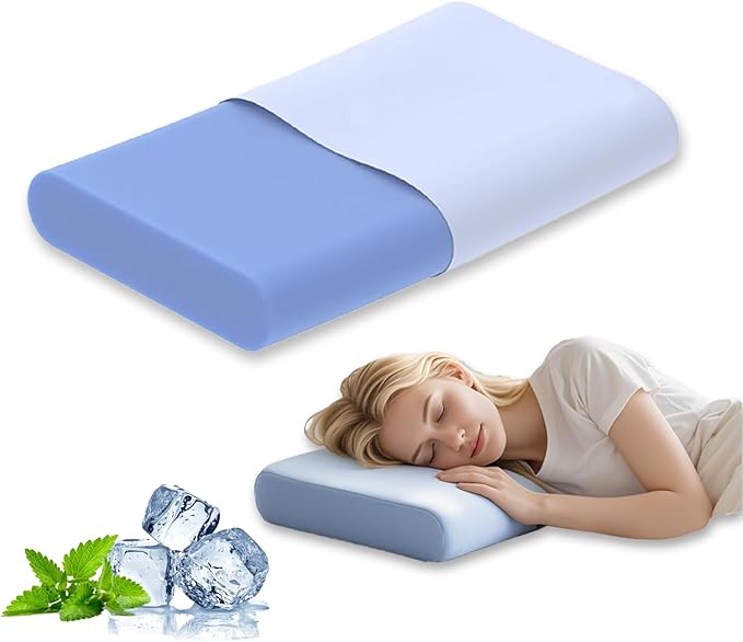 Cervical Pillow for Neck Pain Relief, 3.9 Inch Cooling Memory Foam Pillow, Ergonomic Support Pollow for Side and Back Sleepers