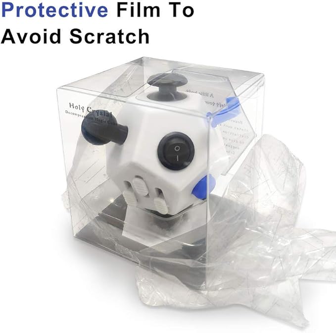 12 Sided Finger Cube Toys, Fidget Toys Relief Stress, Autism and Anxiety Depression for Kids Adults (Blue, Normal)