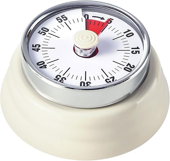 Elegant Stainless Steel Vintage Kitchen Timer with Magnetic Attachment - 60-Minute Countdown & Audible Alarm, Perfect for Cooking, Office Tasks, and Study Sessions (01-Beige)