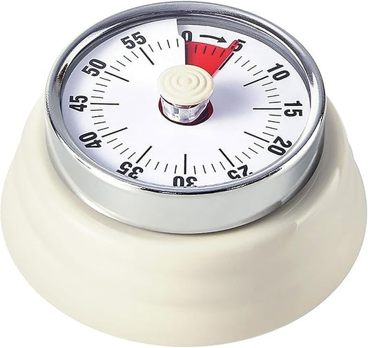 Elegant Stainless Steel Vintage Kitchen Timer with Magnetic Attachment - 60-Minute Countdown & Audible Alarm, Perfect for Cooking, Office Tasks, and Study Sessions (01-Beige)